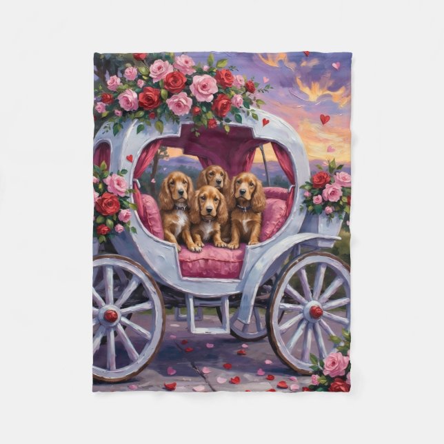 Cocker Spaniel Hund Valentinstag  Fleecedecke (Vorderseite)