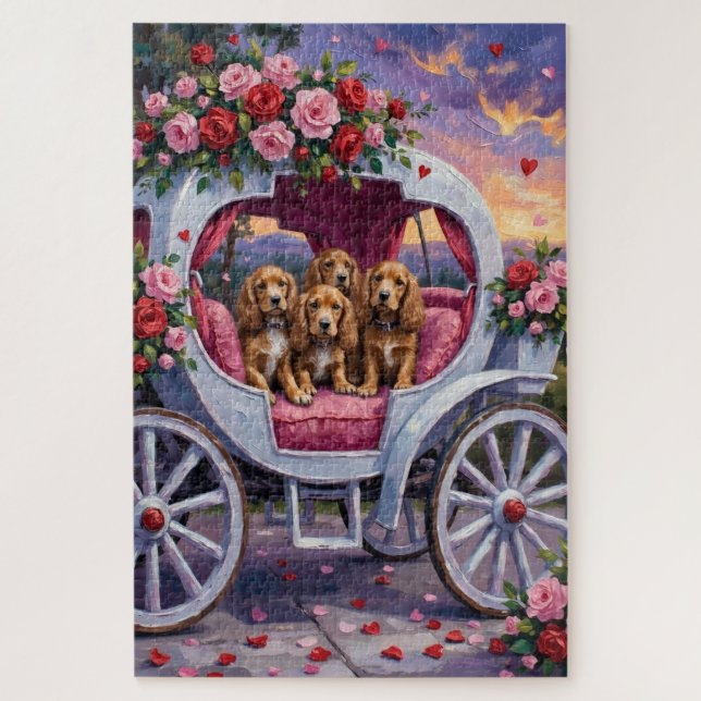 Cocker Spaniel Hund Valentinstag  Puzzle (Vertikal)