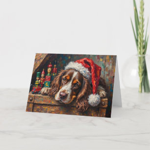 Cocker Spaniel Hund Vintage Weihnachts-Spielzeugki Karte