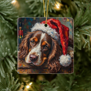 Cocker Spaniel Hund Vintage Weihnachts-Spielzeugki Keramikornament