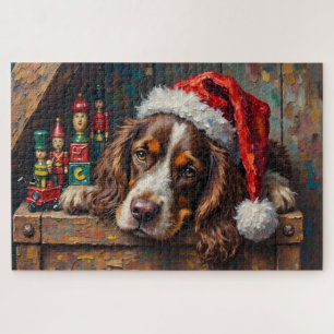 Cocker Spaniel Hund Vintage Weihnachts-Spielzeugki Puzzle