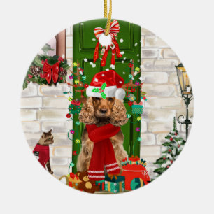Cocker Spaniel Hund Weihnachten  Keramik Ornament