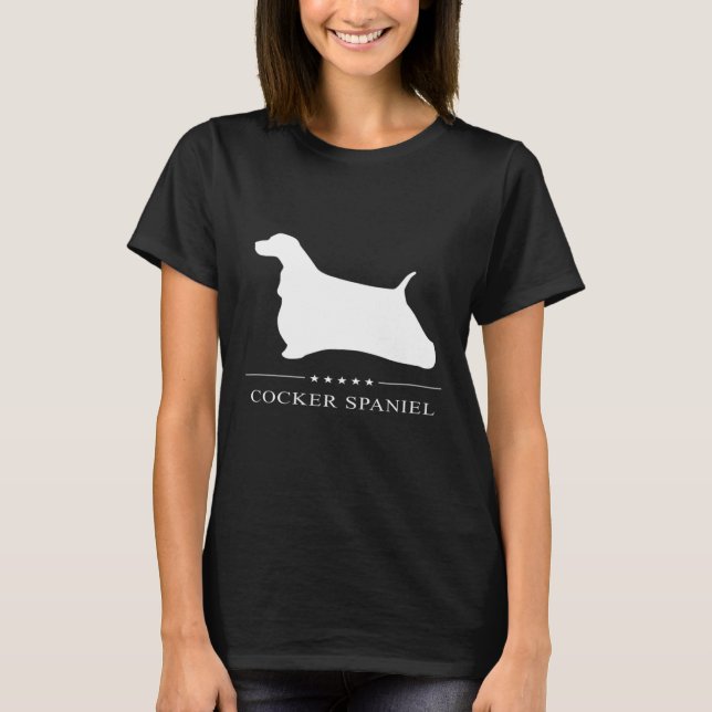 Cocker Spaniel Hund Weiße Silhouette T-Shirt (Vorderseite)