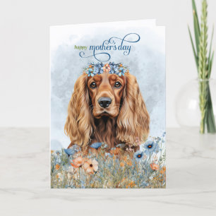 Cocker Spaniel Hund Wildblumen Muttertag Feiertagskarte