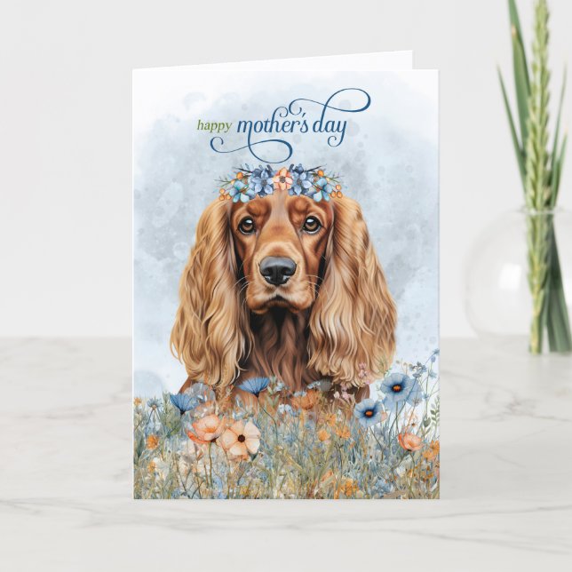 Cocker Spaniel Hund Wildblumen Muttertag Feiertagskarte (Vorderseite)