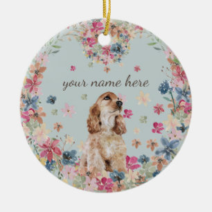 Cocker Spaniel Hund Zeichnend Rasse Welpe Keramik Ornament