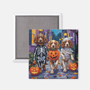 Cocker Spaniel Hunde beim Trick-or-Treat an Hallow Magnet
