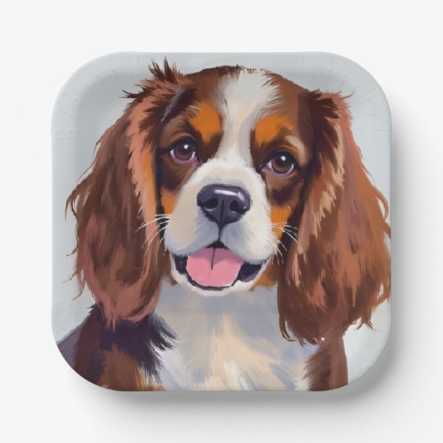 Cocker Spaniel | Hunde Gemälde Haustier Pappteller (Vorderseite)