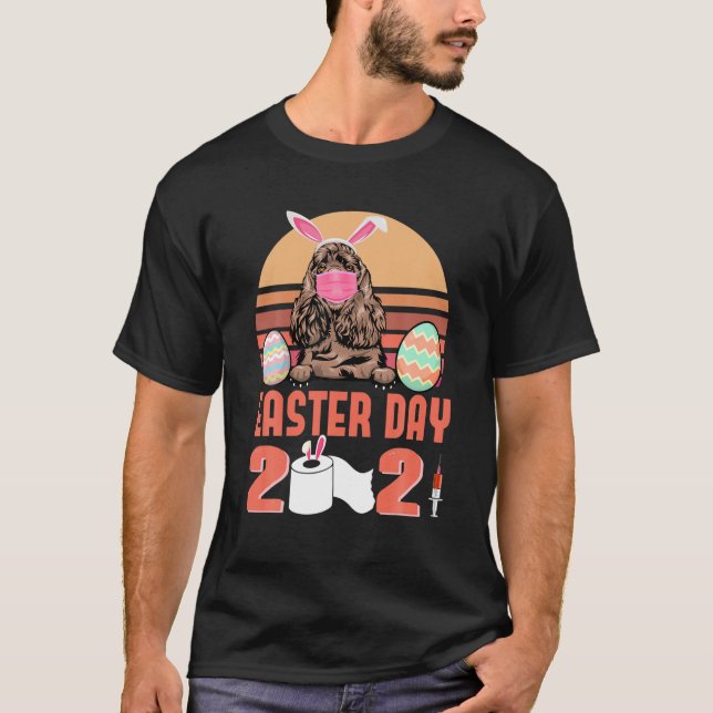 Cocker Spaniel Hunde Gesicht Maske Bunny Egg Oster T-Shirt (Vorderseite)