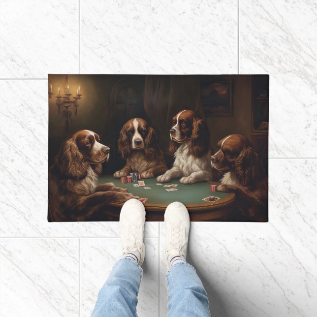 Cocker Spaniel Hunde Poker spielen Kunst Fußmatte (Indoor)