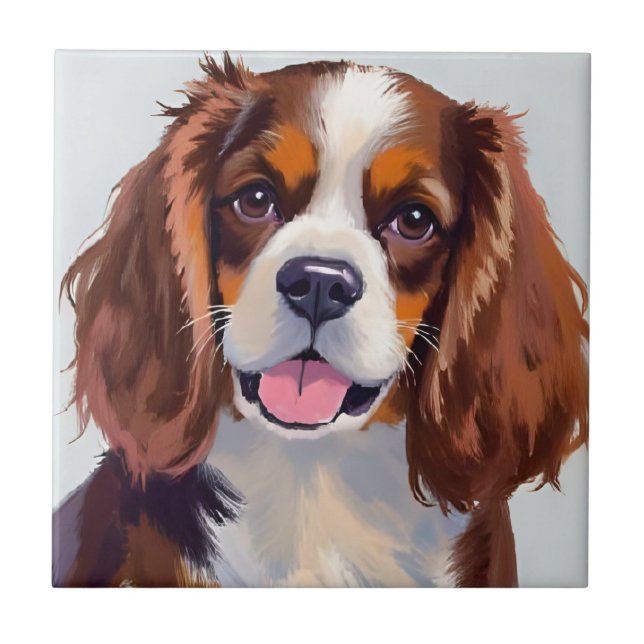 Cocker Spaniel | Hunde-Wasserfarben-Haustiermalere Fliese (Vorderseite)