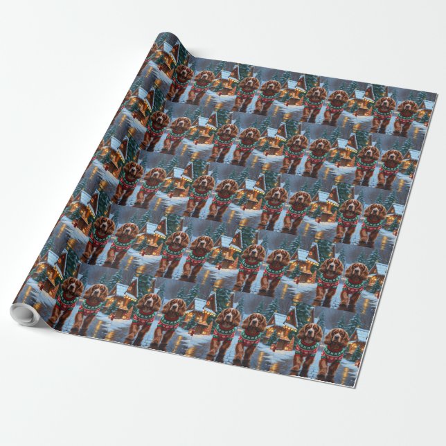 Cocker Spaniel Hunde Weihnachten Schnee Feiertag Geschenkpapier (Ungerollt)