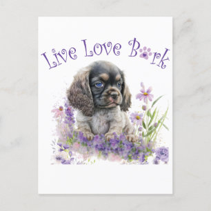 Cocker Spaniel Hundemutter Floral Postkarte