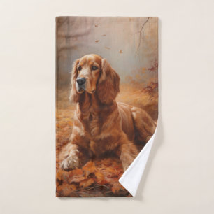 Cocker Spaniel im Herbstlaubfall inspiriert Badhandtuch Set
