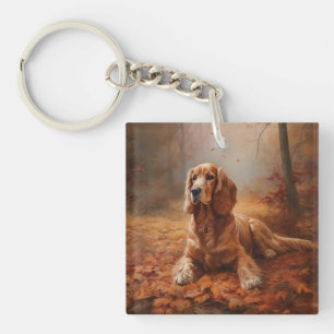 Cocker Spaniel im Herbstlaubfall inspiriert Schlüsselanhänger