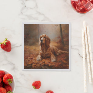 Cocker Spaniel im Herbstlaubfall inspiriert Serviette