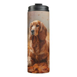 Cocker Spaniel im Herbstlaubfall inspiriert Thermosbecher