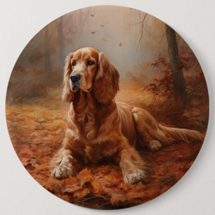 Cocker Spaniel in Herbstleaves Inspiriere Fall Button