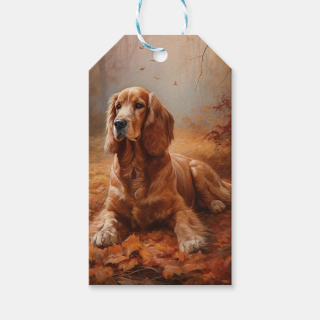 Cocker Spaniel in Herbstleaves Inspiriere Fall Geschenkanhänger (Vorderseite)