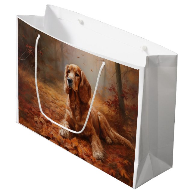 Cocker Spaniel in Herbstleaves Inspiriere Fall Große Geschenktüte (Vorderseite Schrägansicht)