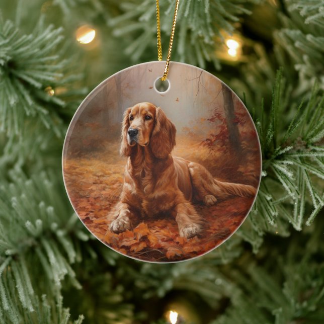 Cocker Spaniel in Herbstleaves Inspiriere Fall Keramik Ornament (Baum)