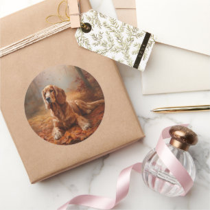 Cocker Spaniel in Herbstleaves Inspiriere Fall Runder Aufkleber