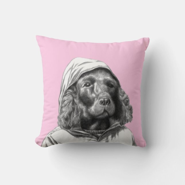 Cocker Spaniel in Rain Coat (Ume) Kissen (Vorderseite)