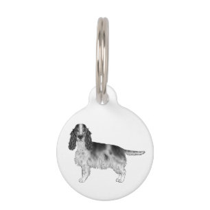 Cocker Spaniel in Schwarzweiß & Benutzerdefinierte Haustiermarke
