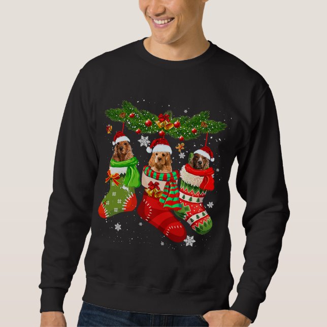 Cocker Spaniel in Sock Xmas Rentier Santa Dog Sweatshirt (Vorderseite)