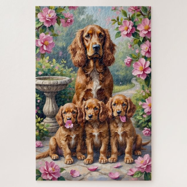Cocker Spaniel Kamelien-Gartenkunst Puzzle (Vertikal)
