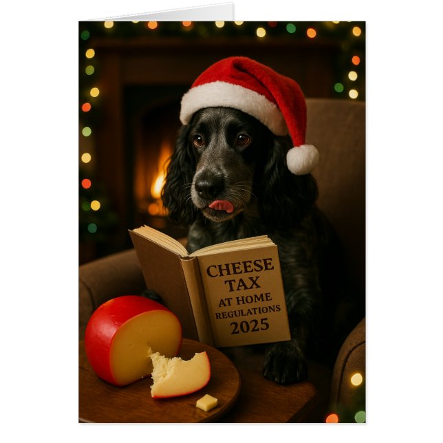 Cocker Spaniel 'Käse-Steuer' Weihnachtskarte (Vorne)