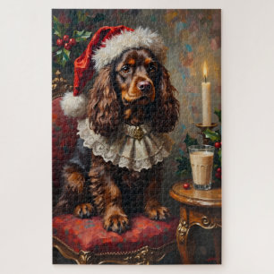 Cocker Spaniel klassisches Weihnachtsporträt mit H Puzzle