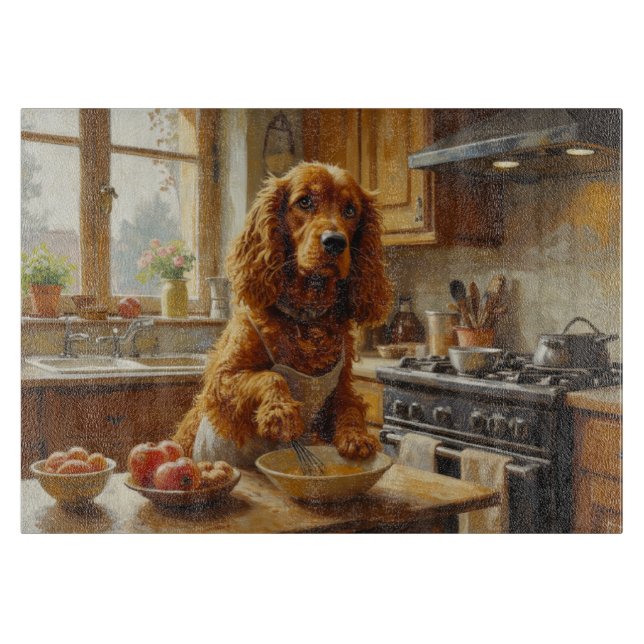 Cocker Spaniel Kochen in der Küche Schneidebrett (Vorderseite)