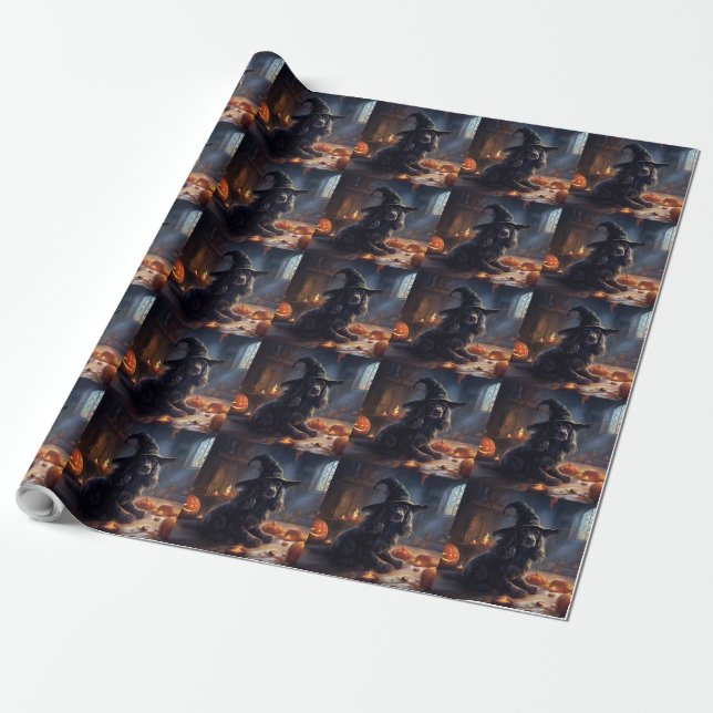 Cocker Spaniel Kürbisse Halloween Gruselig Geschenkpapier (Ungerollt)
