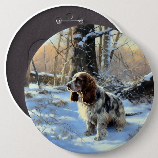 Cocker Spaniel Lass es schneien Weihnachten  Button (Vorne & Hinten)