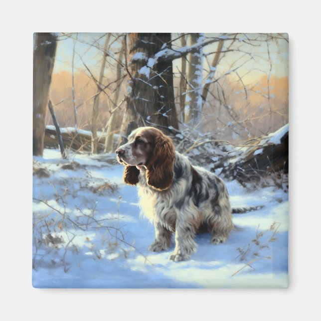 Cocker Spaniel Lass es schneien Weihnachten Magnet (Vorne)