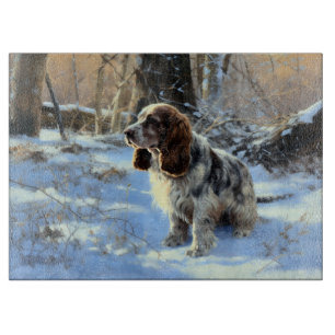 Cocker Spaniel Lass es schneien Weihnachten Schneidebrett