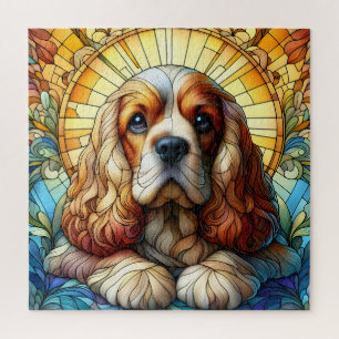 Cocker spaniel lebende Farben Gewebte Glaskunst Puzzle