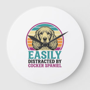 Cocker Spaniel leicht ablenkbar Vintage Hundeshirt Große Wanduhr