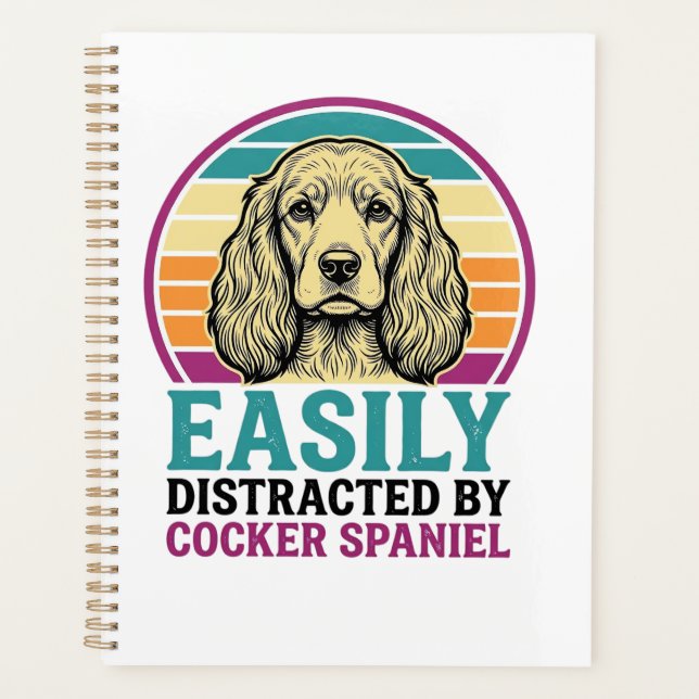 Cocker Spaniel leicht ablenkbar Vintage Hundeshirt Planer (Vorderseite)