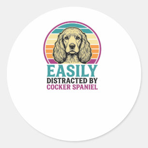 Cocker Spaniel Leicht Ablenkbar Vintage Hundeshirt Runder Aufkleber