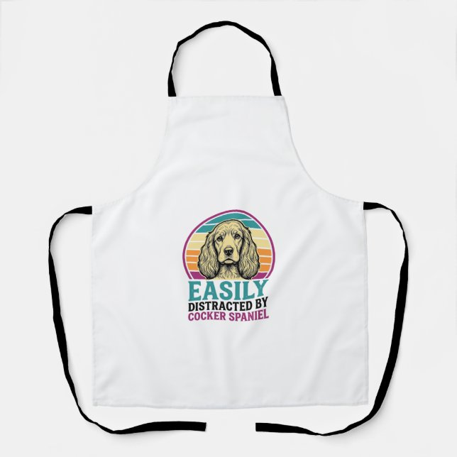 Cocker Spaniel leicht ablenkbar Vintage Hundeshirt Schürze (Vorderseite)