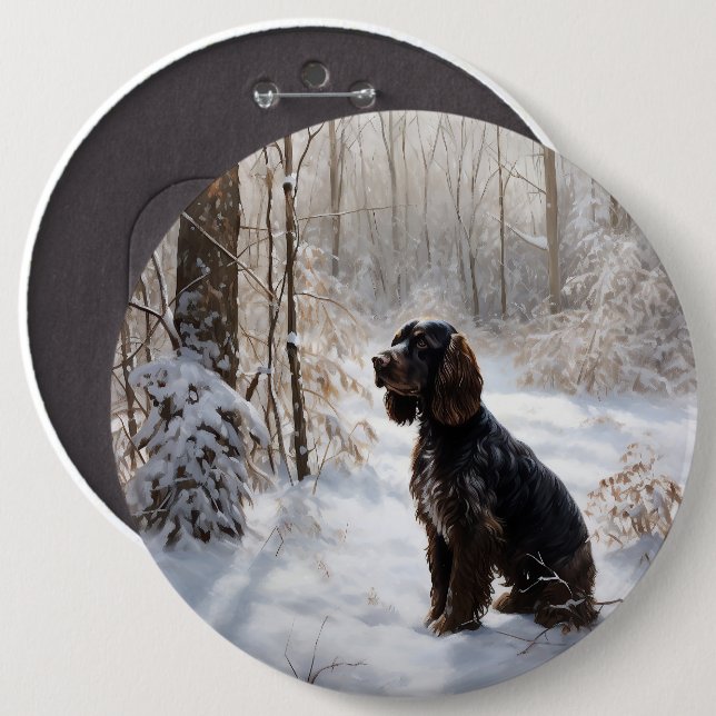 Cocker Spaniel Let It Snow Weihnachten Button (Vorne & Hinten)