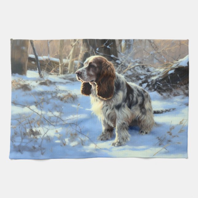 Cocker Spaniel Let It Snow Weihnachten Geschirrtuch (Horizontal)