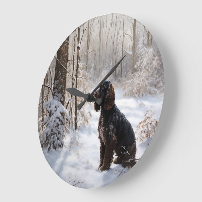 Cocker Spaniel Let It Snow Weihnachten Große Wanduhr (Winkel)