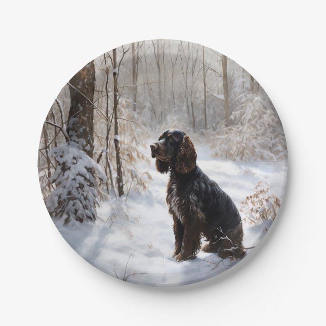 Cocker Spaniel Let It Snow Weihnachten Pappteller (Vorderseite)