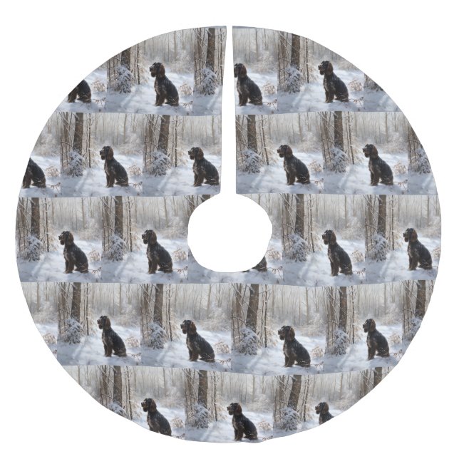 Cocker Spaniel Let It Snow Weihnachten Polyester Weihnachtsbaumdecke (Vorderseite)