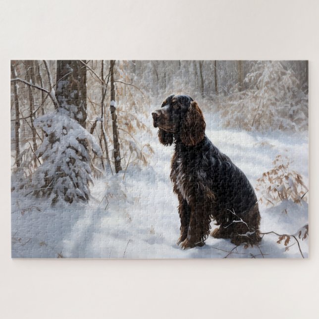Cocker Spaniel Let It Snow Weihnachten Puzzle (Horizontal)
