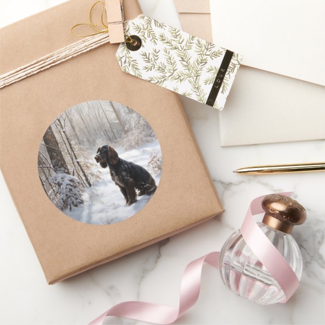 Cocker Spaniel Let It Snow Weihnachten Runder Aufkleber (Schenken)