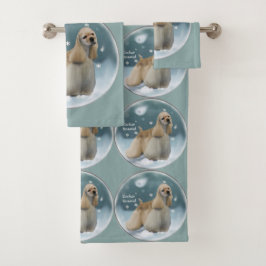 Cocker Spaniel liebt Weihnachten Badhandtuch Set